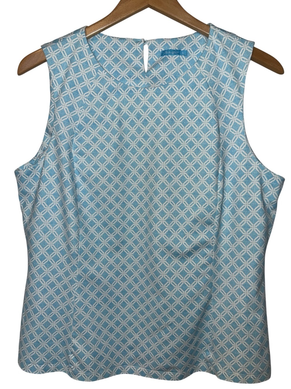 J. MCLAUGHLIN Catalina Cloth Sleeveless Shell Top Light Blue Geometric XL